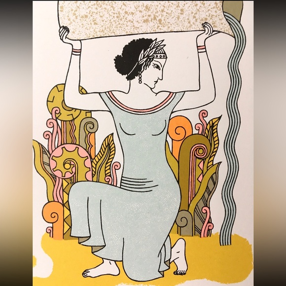 aquarius astrology silkscreen horoscope art NWT - Picture 2 of 5